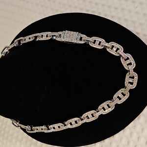 Elegant Silver Baguette Chain Necklace